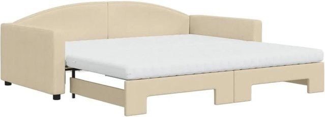 vidaXL Tagesbett ausziehbar mit Matratze in Creme, modernes Polsterbett für Schlafzimmer und Wohnzimmer, B/T/H: 223 x 100 x 75 cm - Bild 1