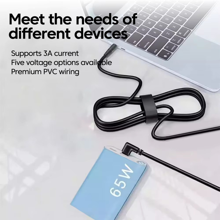 Elough USB-C auf DC 5,5mm Verbindungskabel für Schnellladung, 3A Stromkabel in Schwarz - Bild 3