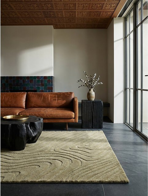 Wollteppich Kadima Design von KADIMA DESIGN in Olivegrün mit abstraktem Muster und High-Low-Effekt, B/T: 120 x 170 cm - Bild 1