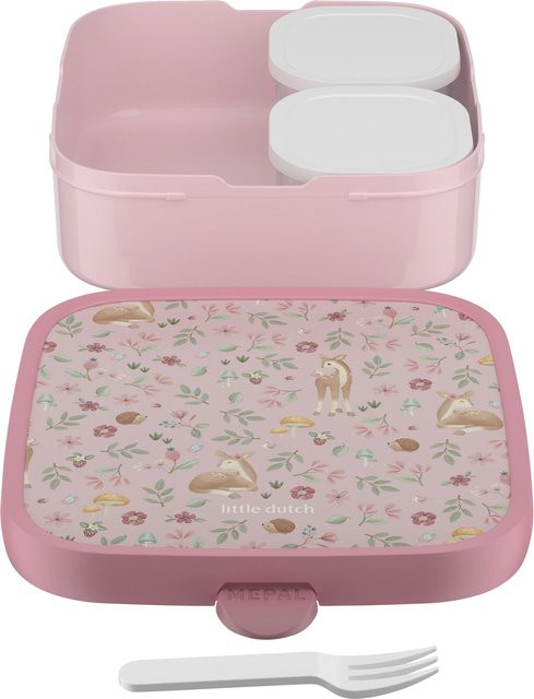 Mepal X Little Dutch Campus Bento-Brotdose mit Trennfächern und Besteck in Pink/Multicolour - Bild 1