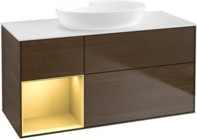 V&B Waschtischunterschrank Finion in Weiß und Braun mit Holzmaserung, Breite: 120 cm, Tiefe: 50,1 cm, Höhe: 50,1 cm - Bild 1