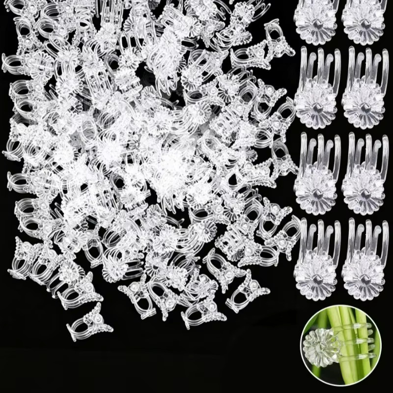 Wiederverwendbare Orchideen-Pflanzenstützclips aus transparentem Kunststoff zur Befestigung von Kletterpflanzen und Gartenranken, 30 Stück - Bild 5
