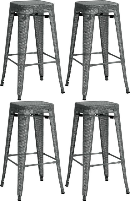 DELUKE Barhocker SEOUL 4er Set Grau Metall Industriedesign ohne Lehne - Bild 1