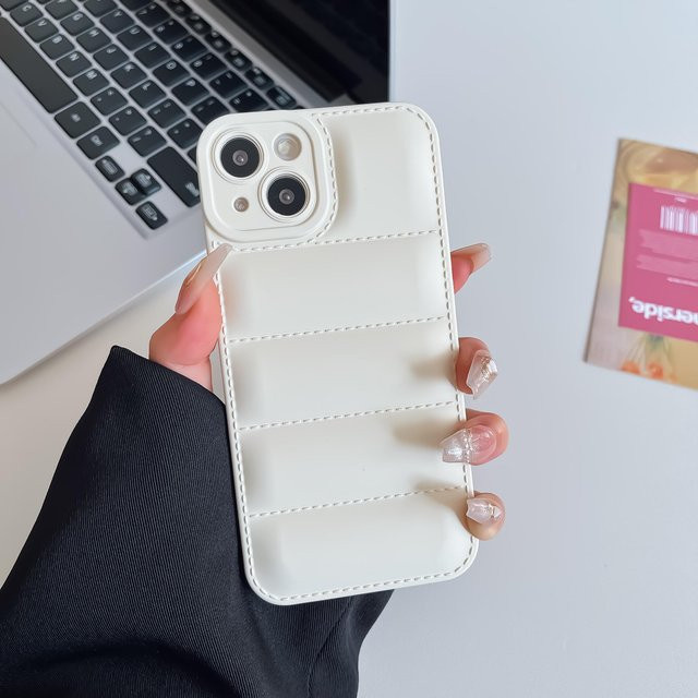 Stoßfeste Daunenjacke Handyhülle für Apple iPhone 17 Air 16 15 14 13 12 11 Pro Max Plus XR XS X in Weiß - Bild 1