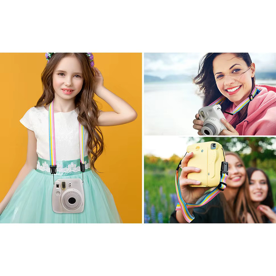 Regenbogen Schultergurt für Fujifilm Instax Mini Kameras in Multicolour und Schwarz - Bild 2