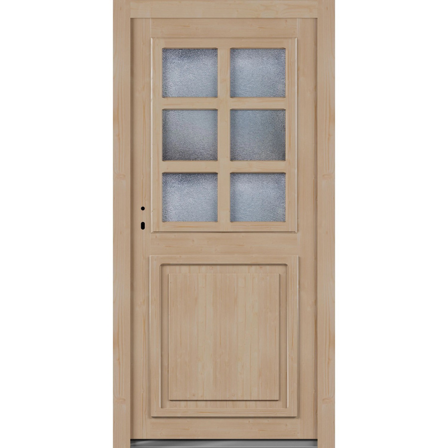Roro Nebeneingangstür OHE 1005 Fichte mit Glaseinsatz, Farbe Braun/Beige, B: 110 cm, H: 210 cm, DIN L - Bild 2