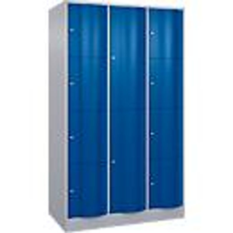 C+P Kombi-Schließfachschrank Resisto mit 3 Abteilen und 12 Fächern, Weiß/Enzianblau, B/T/H: 114,8 x 64,0 x 195,0 cm - Bild 2