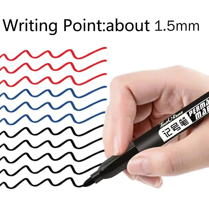 Permanent Marker Set mit wasserfester Tinte in Schwarz, Blau und Rot für Glas und Metall - Bild 3