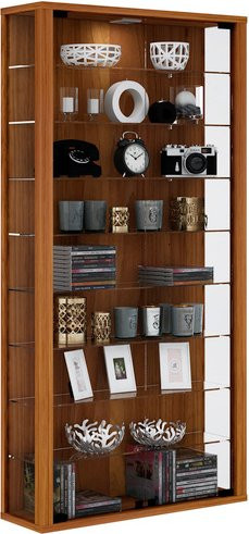 VCM Wandvitrine Vitrosa Maxi in Nussbaum mit ESG-Sicherheitsglas und Glastüren, B/T/H: 59 x 18 x 113 cm - Bild 1