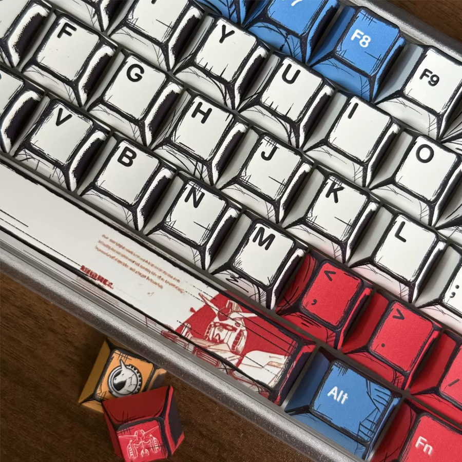 Comic Mixed-Lights Tastenkappen im Cherry Profile aus PBT mit Numpad für 60 % 75 % 100 % MX mechanische Tastaturen, Multicolor - Bild 3