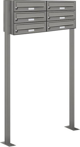 AL Briefkasten für 6 Parteien, freistehendes Briefkasten-System, grau, B/H/T: 84,6 x 150 x 27,5 cm - Bild 1