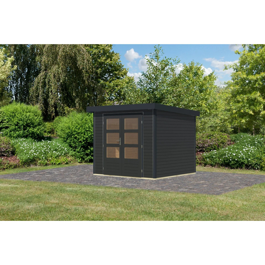 Karibu Gartenhaus Diego 3 C in Anthrazit aus Metall und Holz, B/T/H: 209 x 238 x 213 cm - Bild 2
