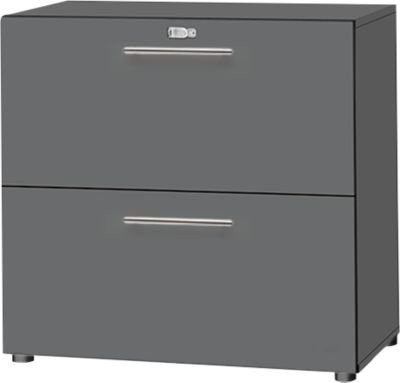 Schäfer Shop Select HR-Schrank Start Off, abschließbarer Holzschrank mit 2 Türen, Farbe: Graphit/Anthrazit, B/T/H: 80,0 x 42,0 x 78,8 cm - Bild 1