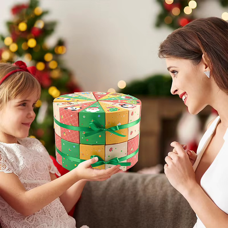 ZQNYCY Weihnachts Geschenkboxen aus Papier für Süßigkeiten und Kuchen, bunte DIY Adventskalender Boxen für die Weihnachtsfeier, 12 oder 24 Stück - Bild 2