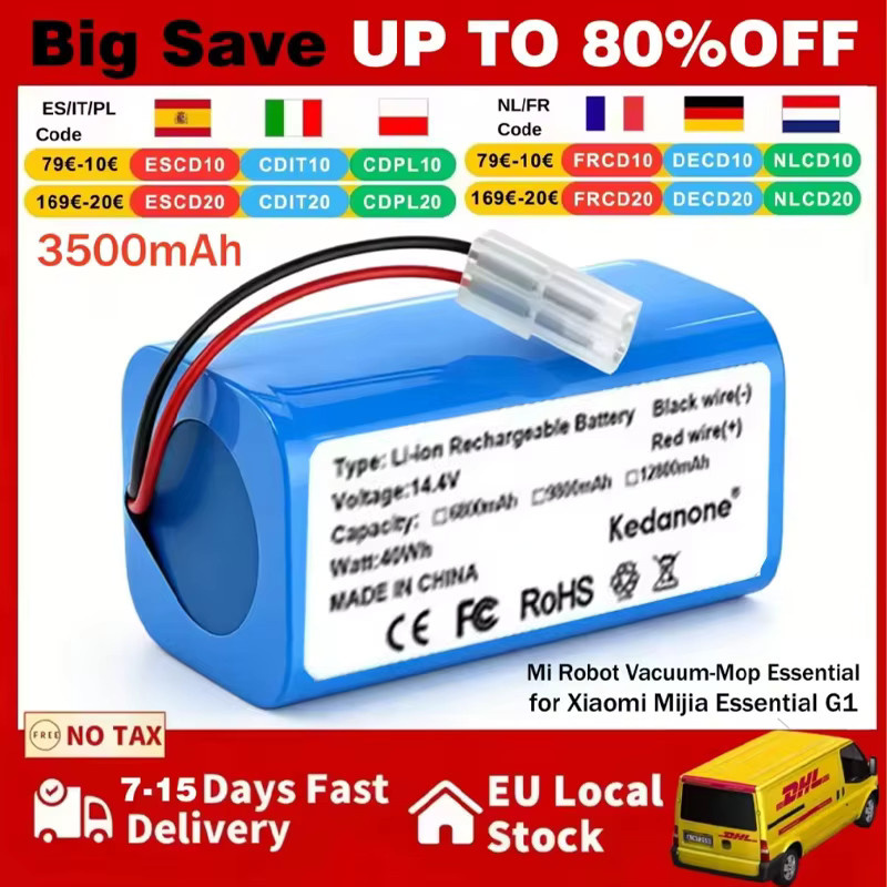 Conga Lithium-Ionen-Akku 14,4V 3500 mAh in Blau für Robovac Excellence 950 990 1090 1092 1190 1990 11S 15C 30C Max NETBOT S14 S15 - Bild 4
