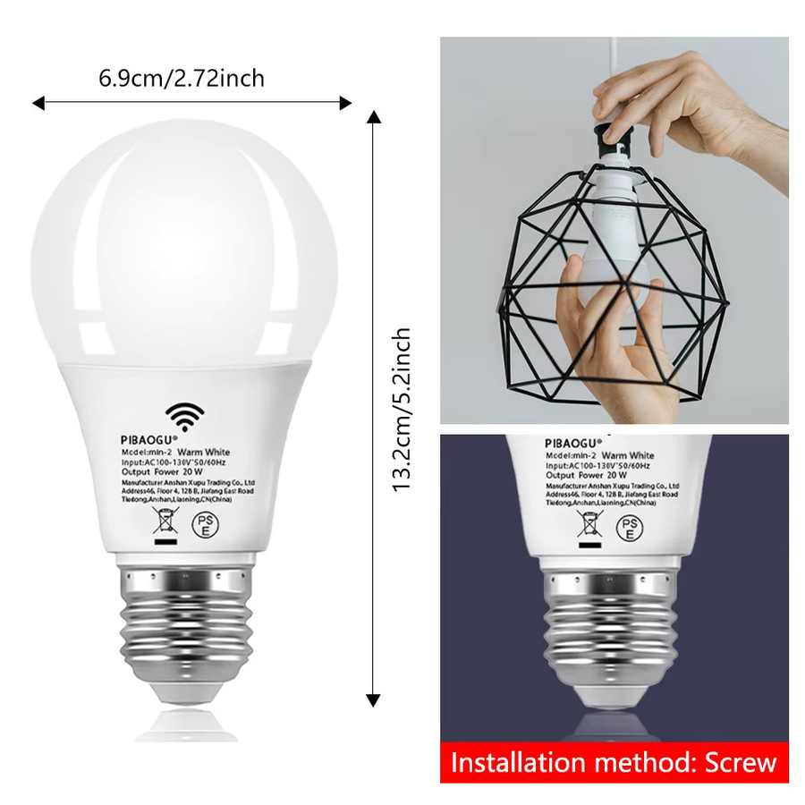 PIBAOGU 2er-Set LED Nachtlicht mit Radar-Bewegungssensor, E26, 20 W, 110 V, Weiß - Bild 3