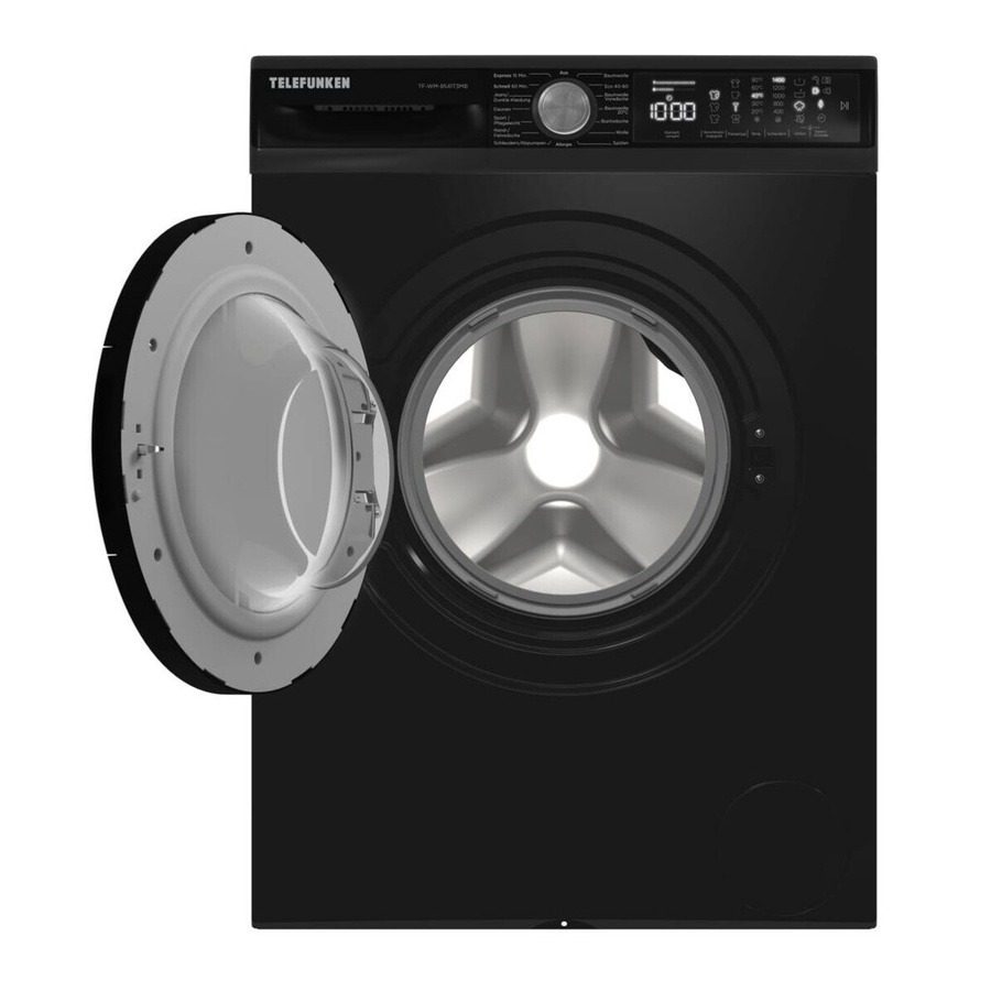 Telefunken Waschmaschine TF-WM-9541T3MB Frontlader in Schwarz mit Aquastop und Dampfprogrammen B/H/T: 59,7 x 84,5 x 58,2 cm - Bild 4