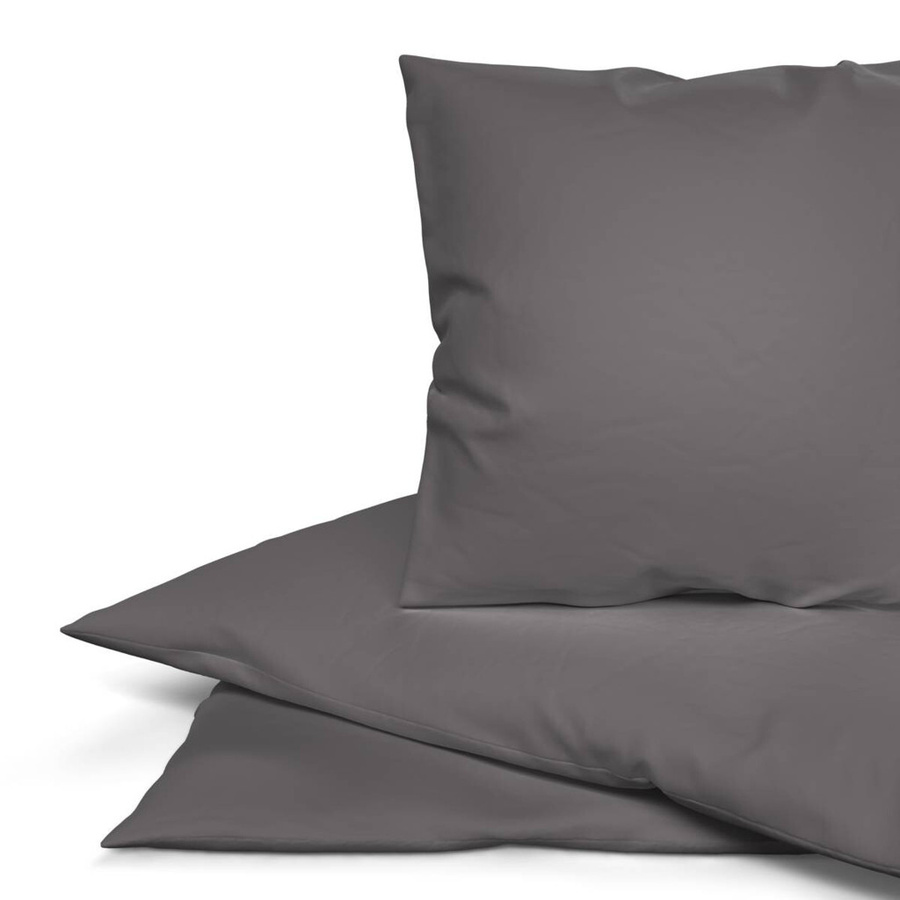 Beau Rêve Bettwäsche Set aus Baumwolle Renforce in Anthrazit Grau mit Bettbezug und Kissenbezug, Oeko-Tex Standard 100, B/H: 135 x 200 cm und 80 x 80 cm - Bild 2