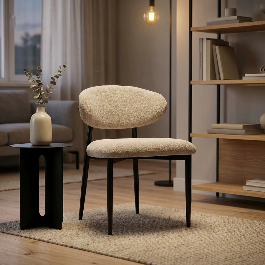 HOMCOM Esszimmerstühle 2er Set in Beige mit Leinenoptik und Stahlbeinen - Bild 5