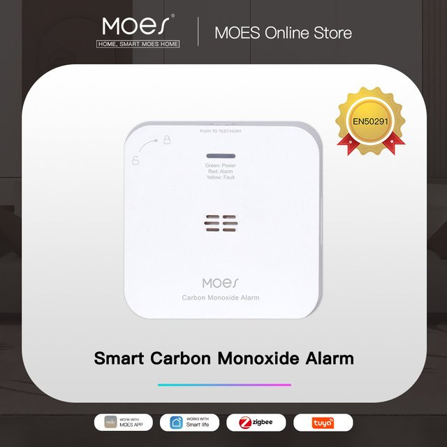 MOES Tuya ZigBee Kohlenmonoxid-Melder und Gaswarner in Weiß für dein Smart Home - Bild 1