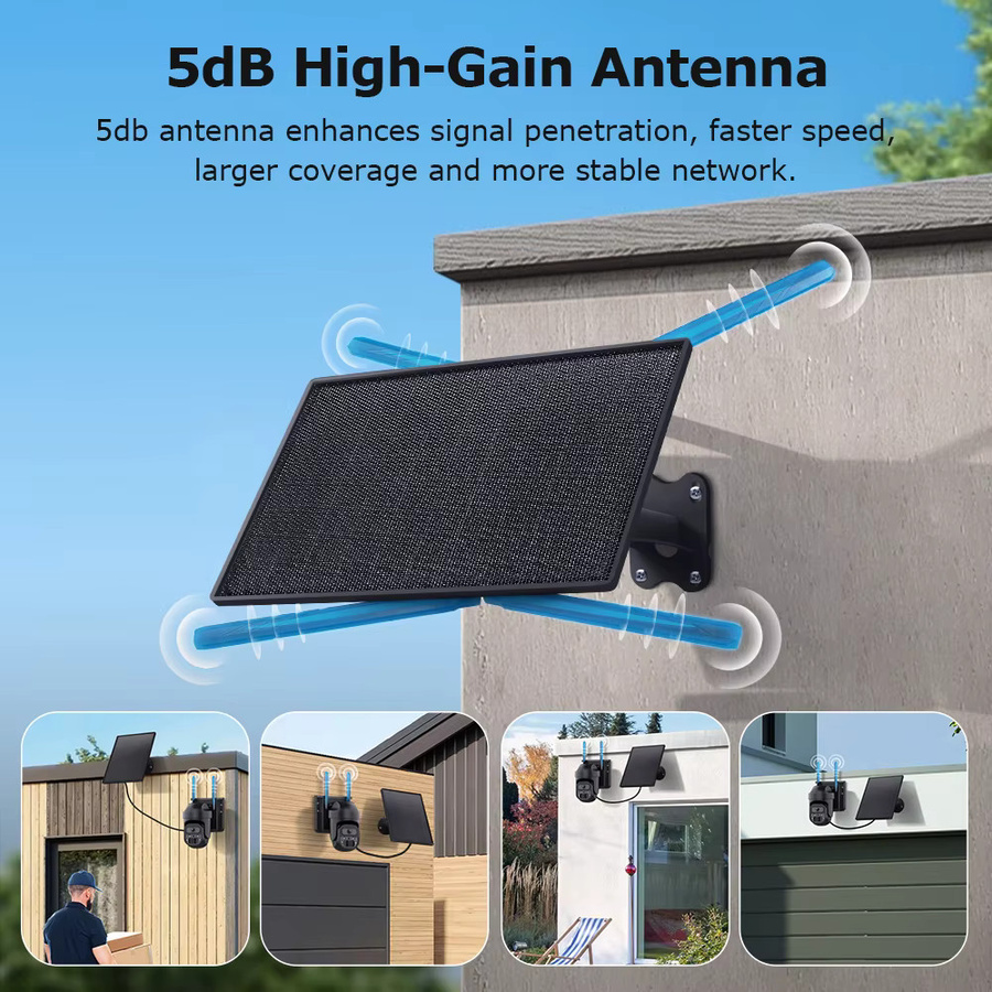 INQMEGA 4G Solar WiFi Kamera mit 150Mbps Repeater und PTZ Funktion, IP66 Wasserdicht, Schwarz - Bild 3