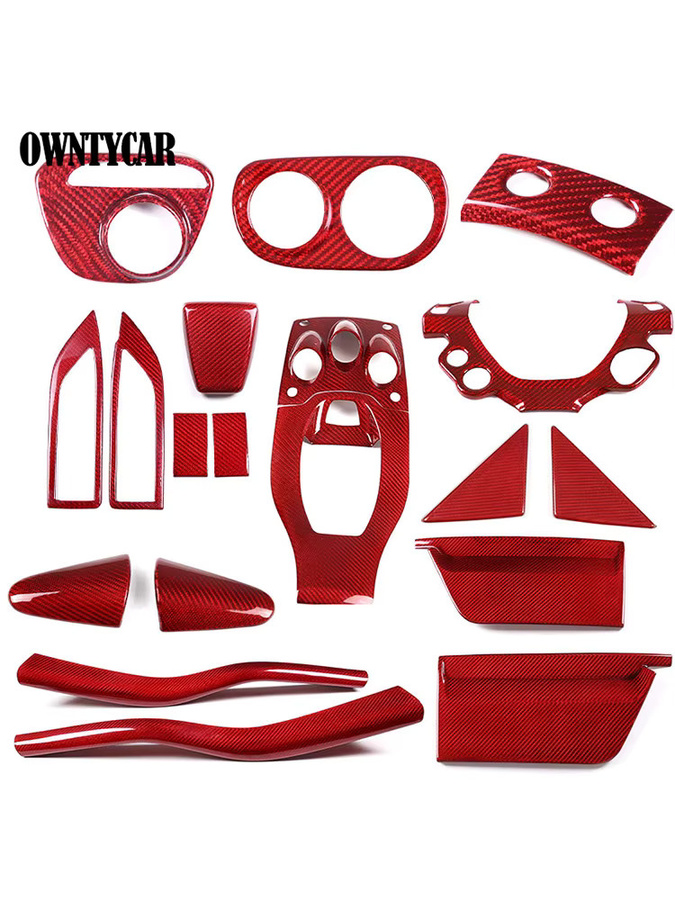 Owntycar Carbon-Dekor Set in Rot für Ferrari 458 (2011-2016) – Getriebeblende, Glasheber-Schalter und Türgriff-Abdeckungen aus Carbon-Optik - Bild 3