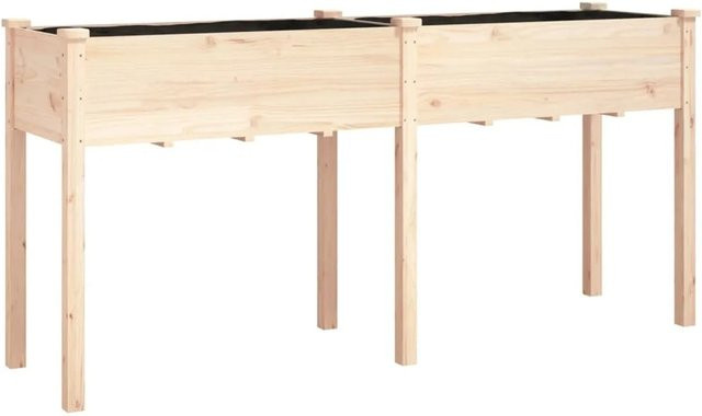 vidaXL Pflanzkübel mit Einsatz aus Tannenholz in Braun, B/T/H: 161 x 45 x 76 cm - Bild 1