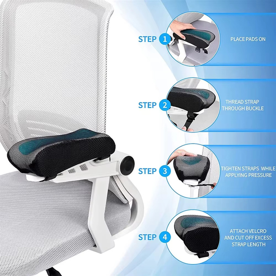 YQQGD Armlehnenkissen aus Memory Foam in Schwarz für Büro und Gaming-Stühle mit ergonomischer Konturierung - Bild 4