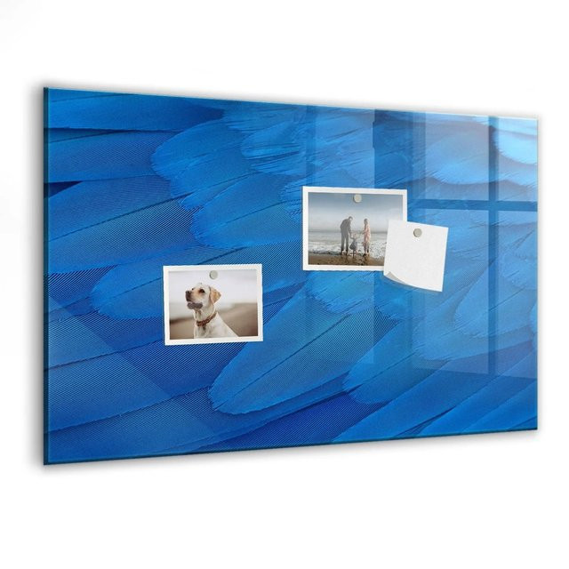 Tulup Magnettafel aus Glas mit Vogelfeder-Design, Weiß, B: 60 cm, H: 40 cm - Bild 1