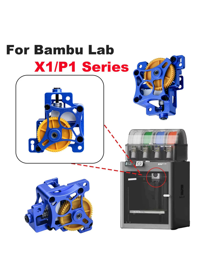 Bambu Lab CNC-Metall-Extruder-Einheit aus gehärtetem Stahl für P1S, P1P und X1 Serie in Blau - Bild 5