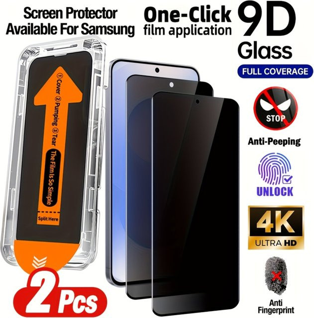 NNBILI 2 Stück Sichtschutz-Displayschutzfolie aus gehärtetem Glas mit automatischer Staubentfernung für Samsung Galaxy S26 6,2 Zoll, transparente Vollabdeckung - Bild 1