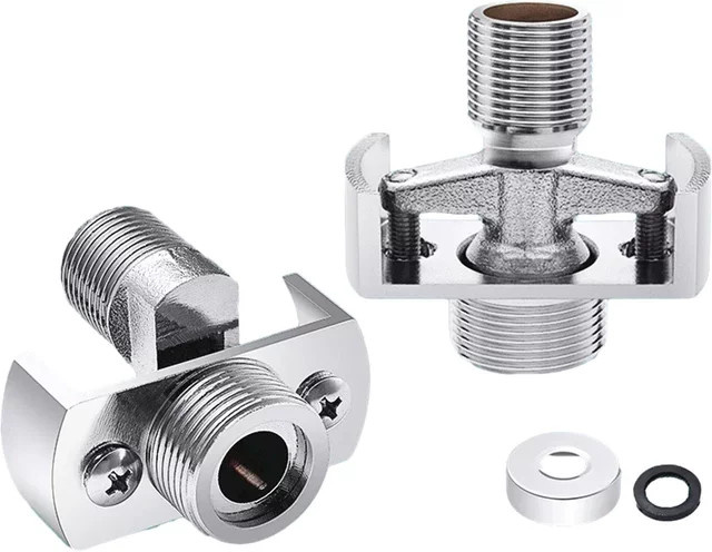 Verstellbarer Eckhahn-Adapter für Badezimmer mit 40-Grad-Winkel und exzentrischer Schraube, Farbe: Silber, Chrom-Optik - Bild 1