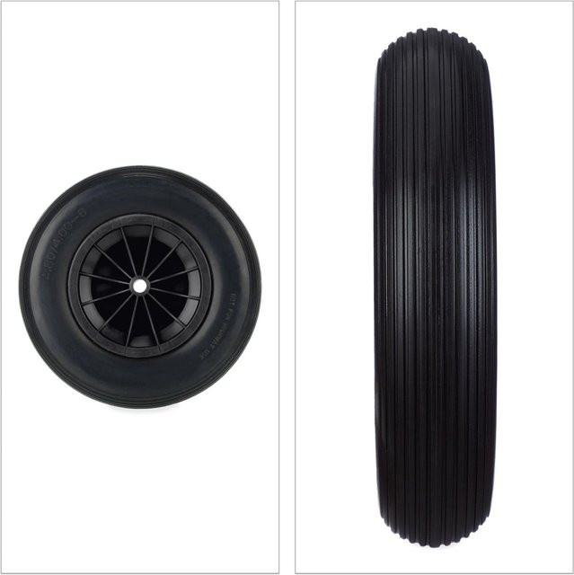 Relaxdays Pannensicheres Schubkarrenrad aus Vollgummi in Schwarz, Durchmesser: 39 cm, Breite: 8,5 cm - Bild 1