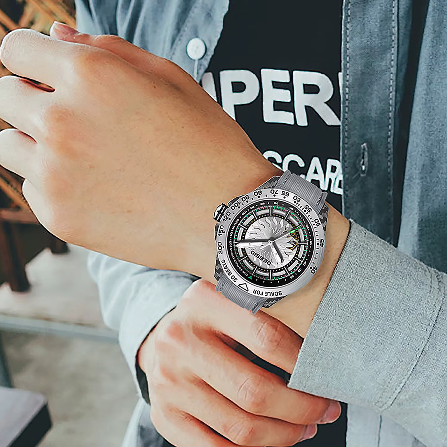 Deesio Armbanduhr Automatik, Skelett-Zifferblatt, Silber, Textil/NATO, Herren - Bild 3