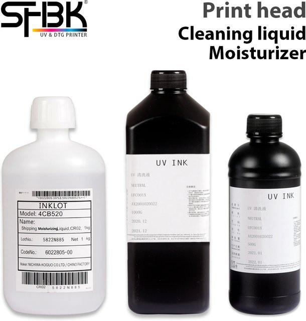 Reinigungslösung für UV-Drucktinte als Cleaning Kit zur Reinigung verstopfter Druckköpfe, kompatibel mit Epson, Seiko, Ricoh und HP - Bild 1