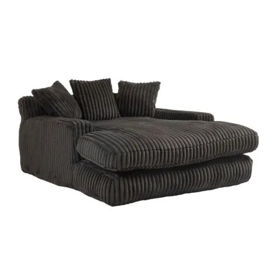 PXloue Stoffsofa aus Cord mit 3 Kissen, Schwarz, B/T/H: 125 x 155 x 63 cm - Bild 2