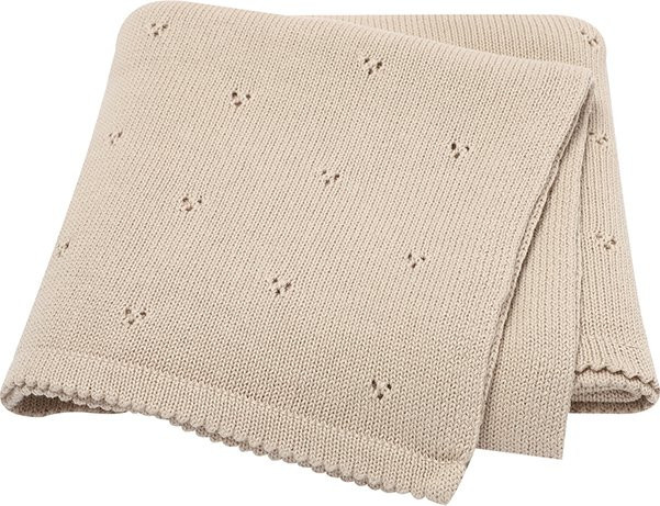 Mimixiong Baby Kuscheldecke aus Baumwolle, gestrickt, Beige, B/H: 90 x 70 cm - Bild 1