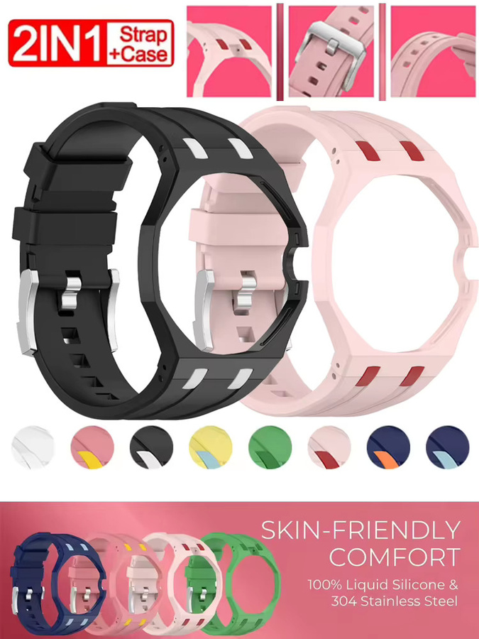 Swatch Uhrenarmband Silikon, Edelstahl, Schwarz, Unisex - Bild 5