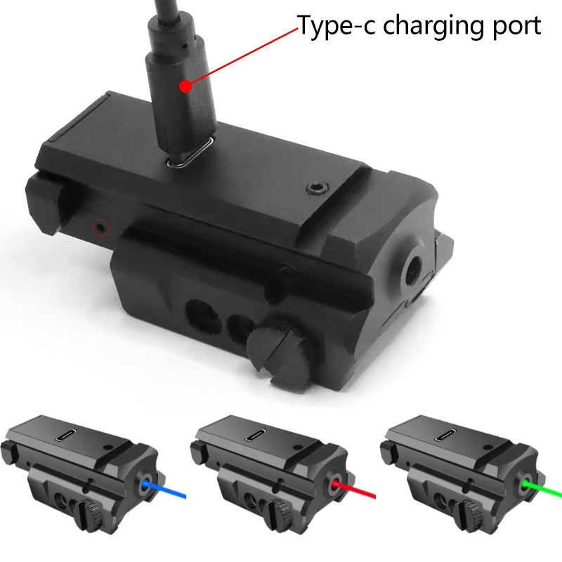 Intxc Laservisier Blau passend für Picatinny Weaver Rail für Glock mit USB Typ-C Ladefunktion und Rot-Grün Laser - Bild 2