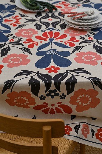 Jotex Tischdecke SELJA aus Baumwolle mit floralem Muster in Weiß und Multicolour - Bild 1