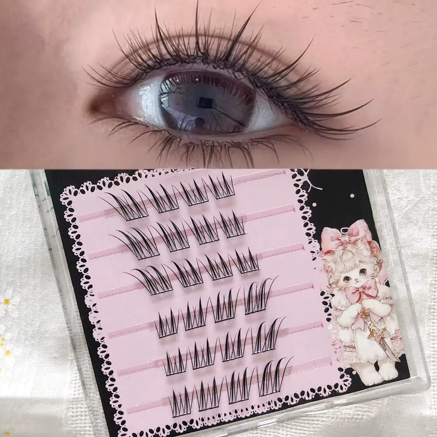 6/10/20 Reihen Füchse Falsche Wimpern, natürliche Volumenfaser, Unisex - Bild 3