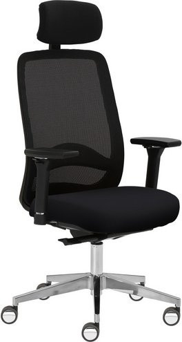 Mayer Sitzmöbel Drehstuhl mit Kopfstütze aus Leder und Metall in Schwarz, B/H: 70 x 138 cm - Bild 1