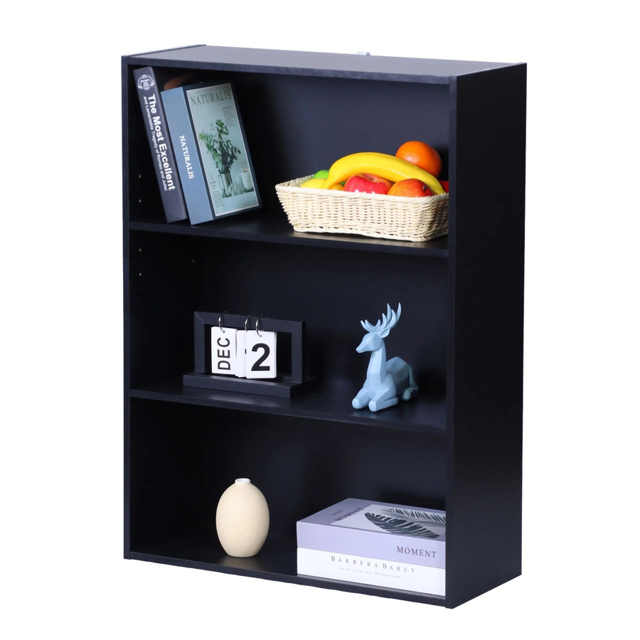 Relaxdays Bücherregal aus Holzwerkstoff in Schwarz mit verstellbaren Regalböden, B/T/H: 60 x 24 x 82 cm - Bild 2