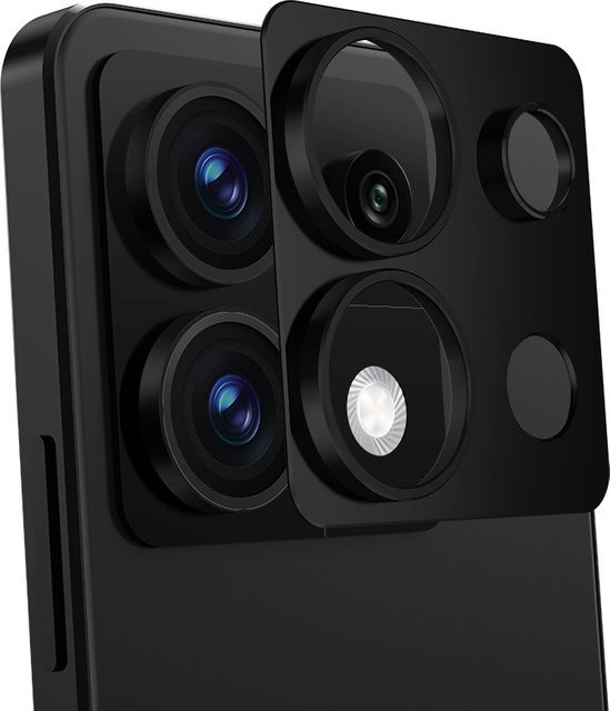 Aluminium Metall Kamera Objektiv Schutz für Xiaomi Redmi Note 13 Pro 5G und Note 13 Pro Plus 5G in Schwarz - Bild 1