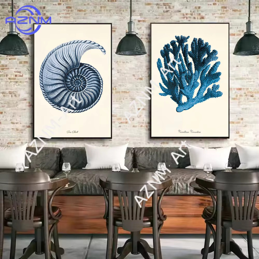 AZNM Selbstklebendes Wandposter Korallen-Garnele in Blau als wasserfeste HD-Kunst für deine Wanddekoration - Bild 2