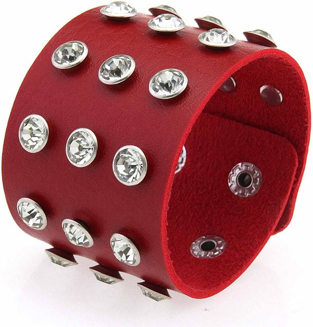YIRAN Armband, PU-Leder, Strass-Nieten, brown, Unisex - Bild 1