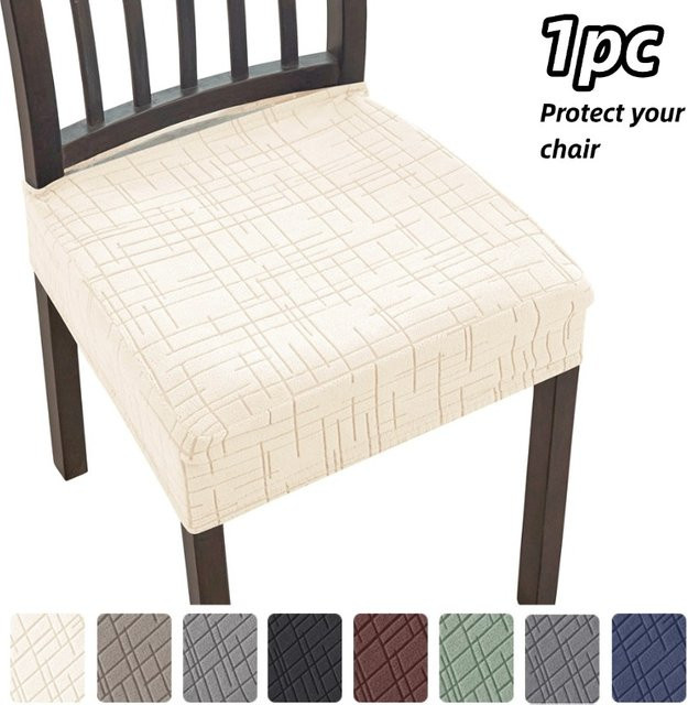 Yupartex Esszimmerstuhl-Bezüge aus Jacquard in Beige, universelle und abnehmbare Sitzkissenbezüge - Bild 1