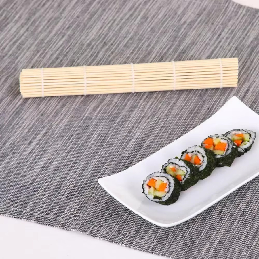 Hitzebeständige Sushi-Roller-Matte aus Bambus in Braun und Beige, rechteckig - Bild 4