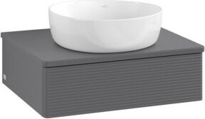 V&B Waschtischunterschrank Antao mit Frontstruktur in Anthrazit, B: 60 cm, H: 50 cm, T: 50 cm - Bild 1