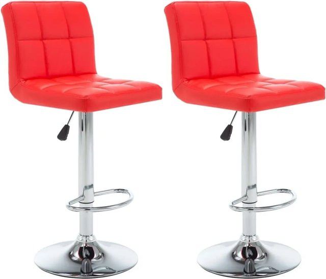 Set aus 2 vidaXL Barhockern in Rot aus Kunstleder und Stahl, modern design - Bild 1
